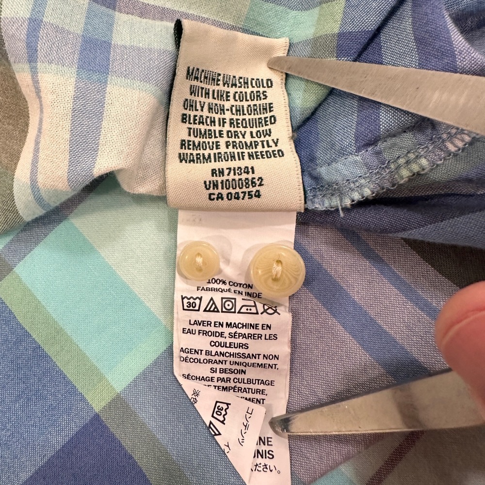 LL Bean Plaid Button Down Shirt Womens S Blue Teal 100% Cotton | Gorpcore - Picture 7 of 9